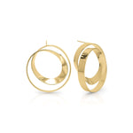 Noor Double Hoop Statement Earrings by ARIIRA, showcasing an interwoven double-hoop design in waterproof gold.