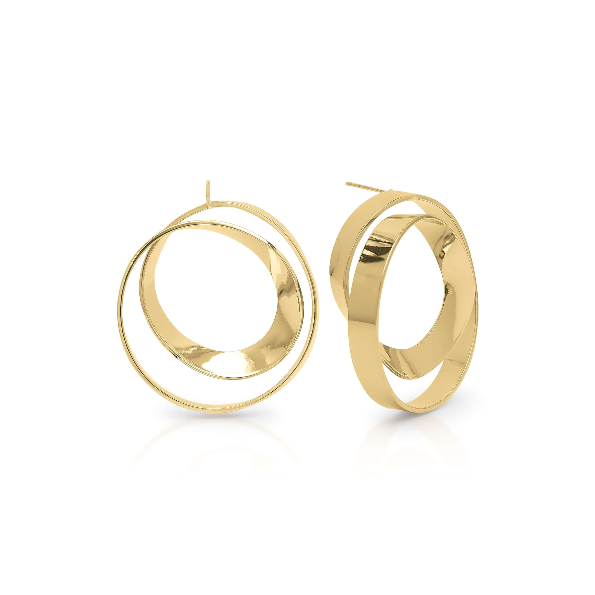 Noor Double Hoop Statement Earrings by ARIIRA, sculptural interwoven double-hoop design in lightweight, tarnish-free gold.