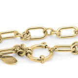 Elina Chunky Link Toggle Chain Necklace by ARIIRA, featuring bold gold links and a circular toggle clasp.