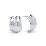 ARIIRA Lyra Sculpted Mini Hoops in shiny silver, featuring smooth curves and a lightweight design for everyday wear.