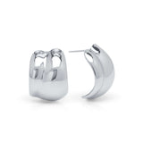 ARIIRA Lyra Sculpted Mini Hoops in shiny silver, featuring smooth curves and a lightweight design for everyday wear.