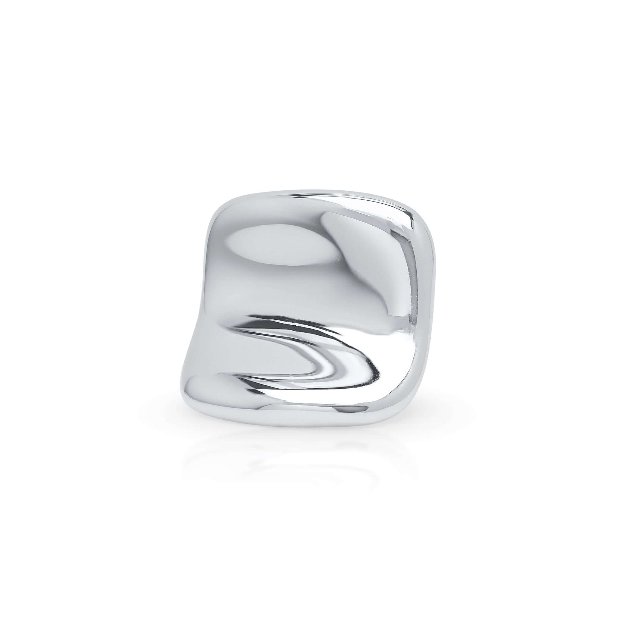 Lara Organic Drop Studs by ARIIRA featuring a polished, sculptural design with a reflective silver surface.