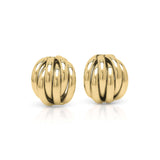 Yara Ribbed Dome Statement Earrings by ARIIRA, featuring gold, ribbed design with a high-polish finish.