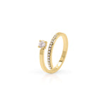 Talia Adjustable Crystal Accent Ring by ARIIRA, featuring a radiant round-cut center crystal and elegant open band design.