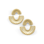 Layali Sculpted Fan Drop Earrings by ARIIRA, bold gold statement earrings with a lightweight, flowing design.