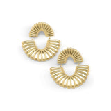 Layali Sculpted Fan Drop Earrings by ARIIRA, bold gold statement earrings with a lightweight, flowing design.