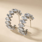 Silver Twyla Marquise Crystal C Hoop Earrings