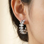 Silver Twyla Marquise Crystal C Hoop Earrings