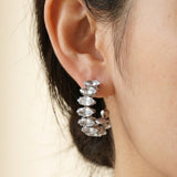 Silver Twyla Marquise Crystal C Hoop Earrings