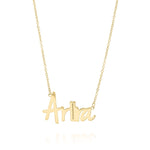 Personalized gold name necklace for Ariira with soft script design, perfect for elegant everyday layering.