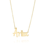 Personalized gold name necklace for Ariira with soft script design, perfect for elegant everyday layering.
