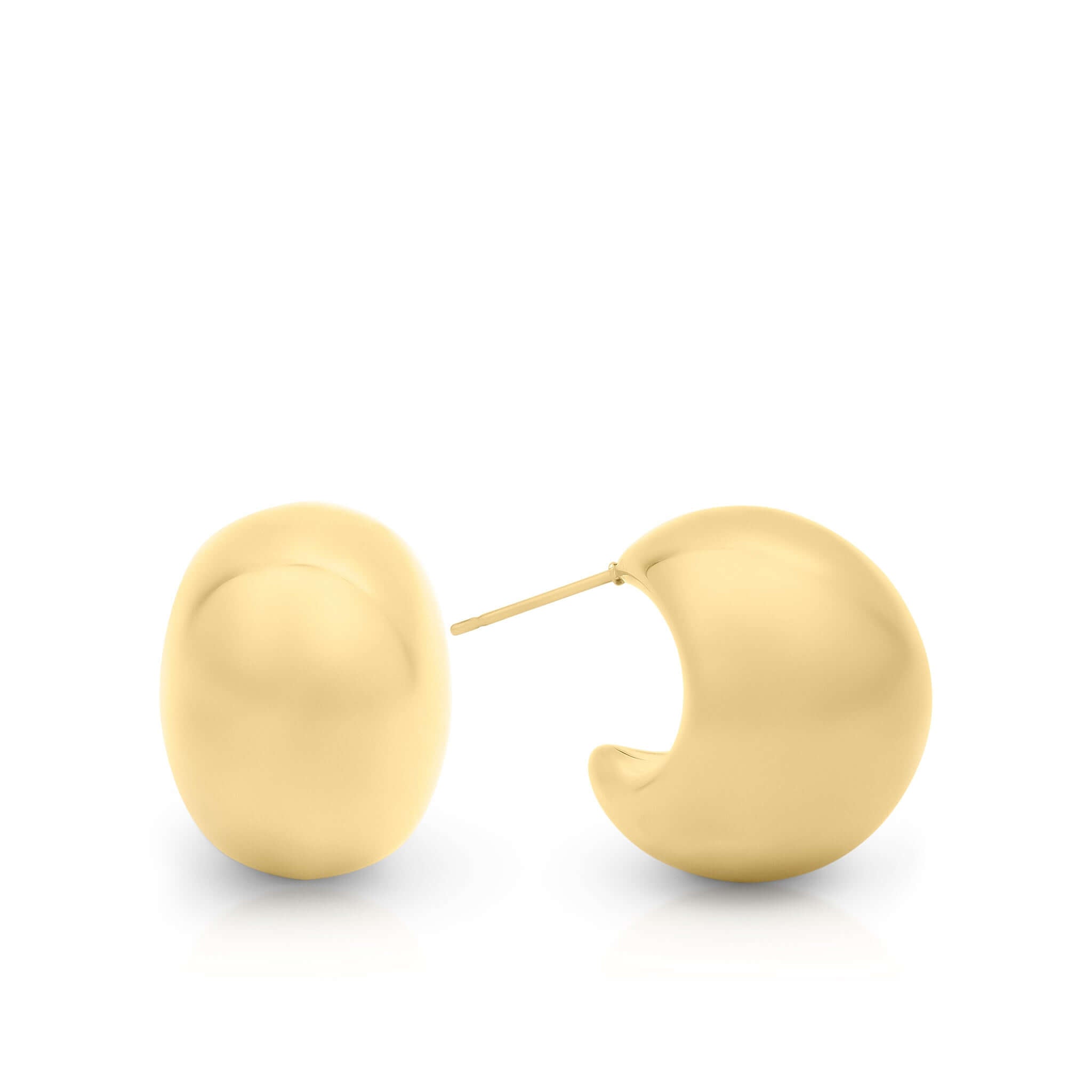 Sana Gold Sculpted Dome Earrings from ARIIRA, polished gold-plated studs with a modern rounded design.