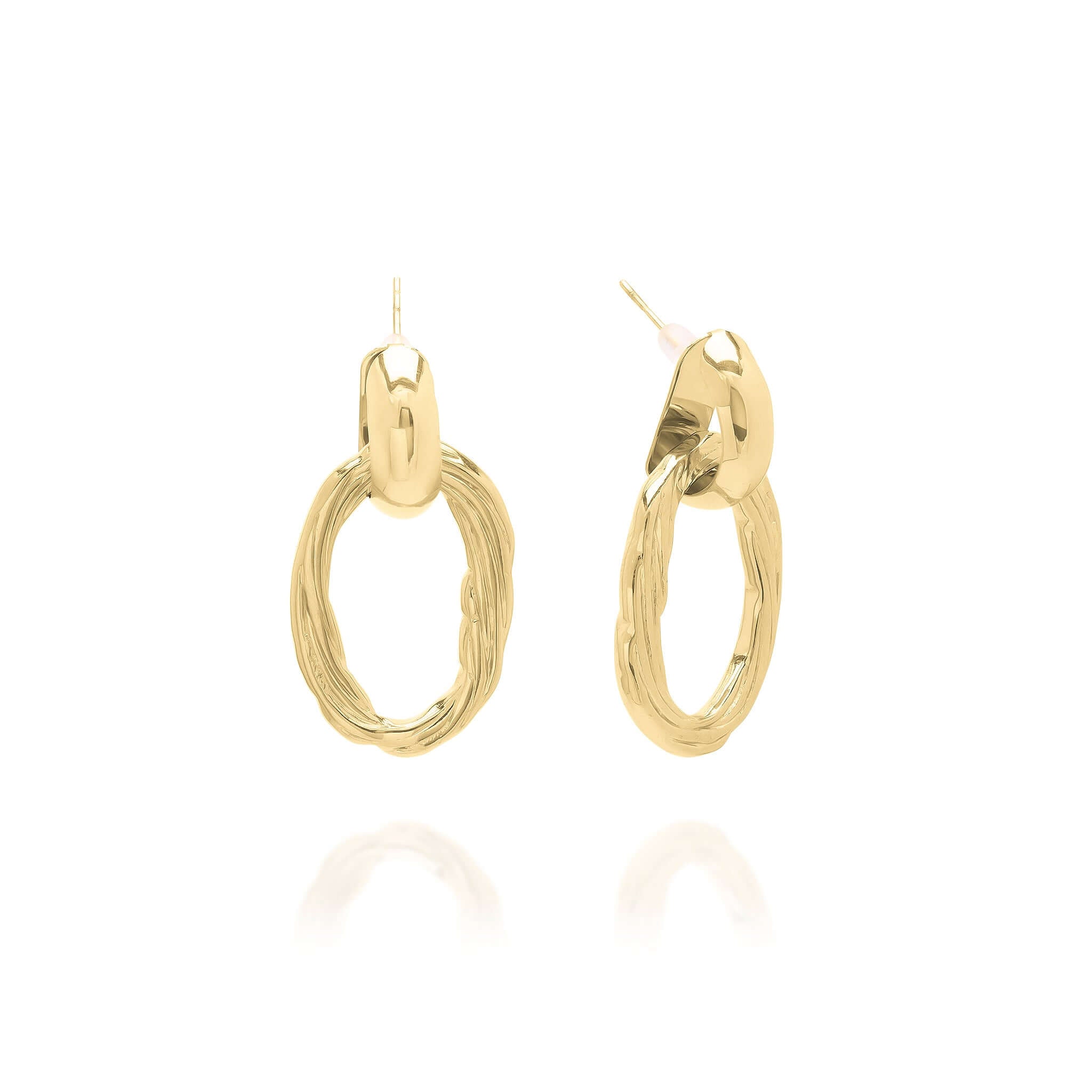 Alina Linked Gold Drop Earrings by ARIIRA, featuring a fluid interlocked design in gold-plated stainless steel.