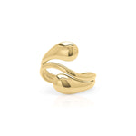 Agnes Water Drop Adjustable Ring by ARIIRA in gold, featuring a fluid design inspired by falling water.