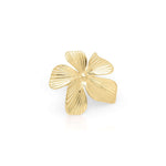 Gold Flora Statement Ring by ARIIRA, featuring oversized petal design with etched lines, capturing nature's beauty.