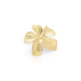 Gold Flora Statement Ring by ARIIRA, featuring oversized petal design with etched lines, capturing nature's beauty.