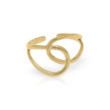 Amina Swirl Statement Ring by ARIIRA, featuring soft curves and a fluid design in gold finish.