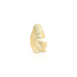 ARIA Winged Textured Adjustable Ring with feather-like design in waterproof gold for everyday elegance.