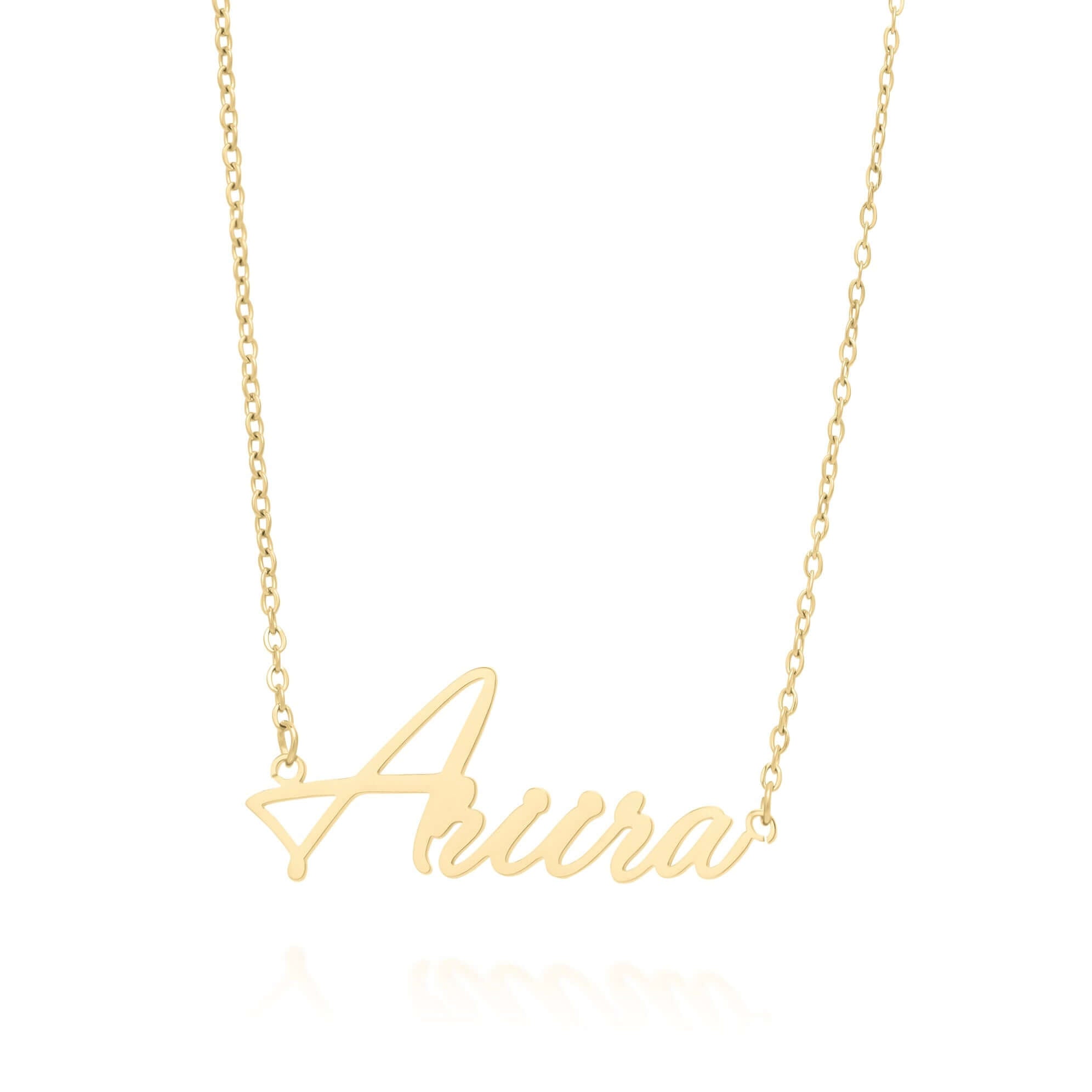 Nura Signature custom name necklace featuring the name ARIIRA in elegant script design.