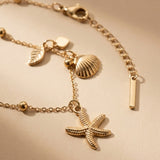 ANKLET SHELL STAR - Gold